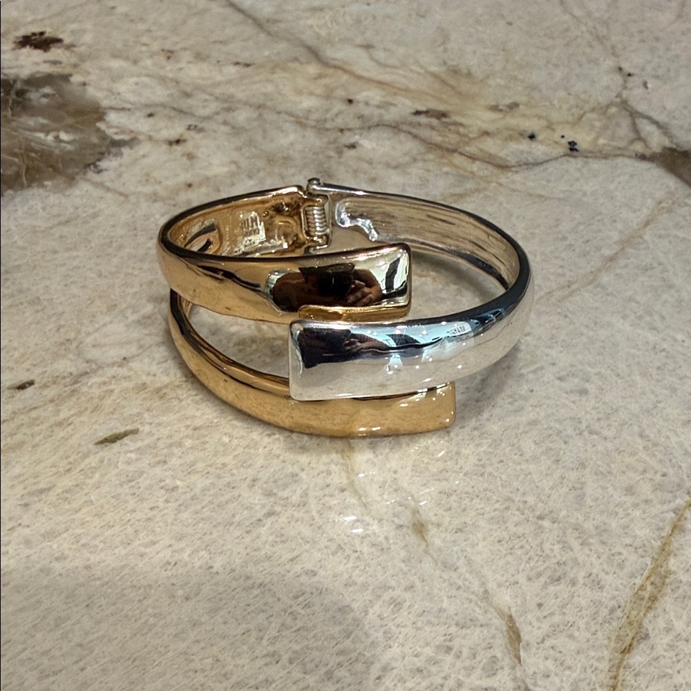 Elegant Two-Tone Cuff Bracelet